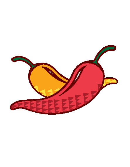 Illustration of a red and orange chili pepper