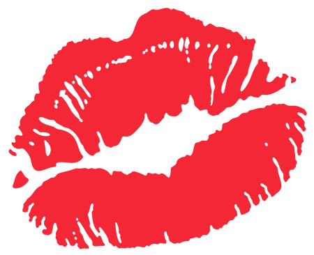 Red lipstick kiss mark on a white background