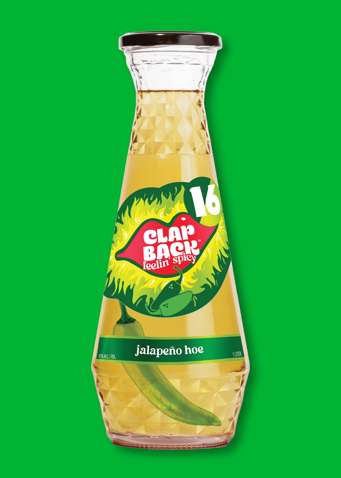 1 liter carafe of ClapBack grape flavored wines spicy edition Jalapeno Hoe