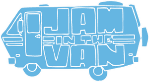Logo of 'JAM in the Van' with a stylized van design on a light gray background