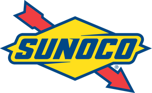 Sunoco logo with red arrows on a black background